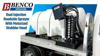 BENCO Professional Series motorized wobbler spray head on a skid-mounted roadside sprayer