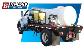 Roadside sprayer with 2 high flow injections and 1 low rate injection.