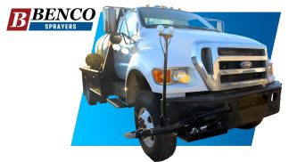 Front mounted dual zone roadside boom is motorized for up and down adjustment.