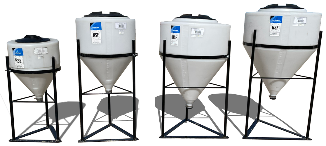 7, 15, & 30 Gallon cone tanks on BENCO Tank Stands