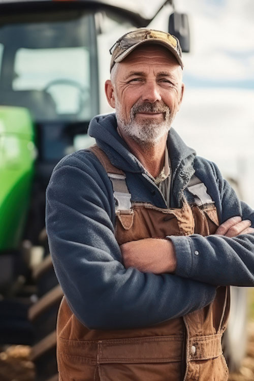 Farmer in front of his tractor