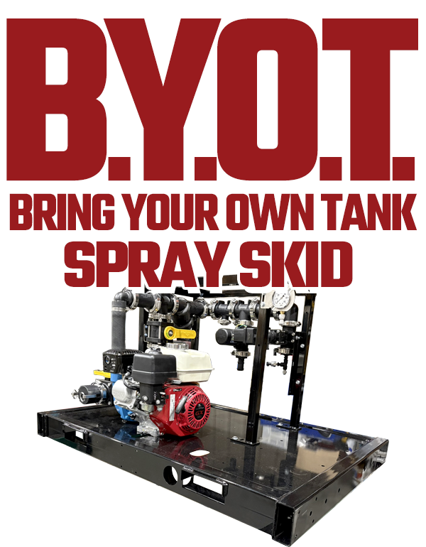 Bring Your Own Tank Skid Sprayer for Roadside Spraying, Dust control, or Anti-icing.
